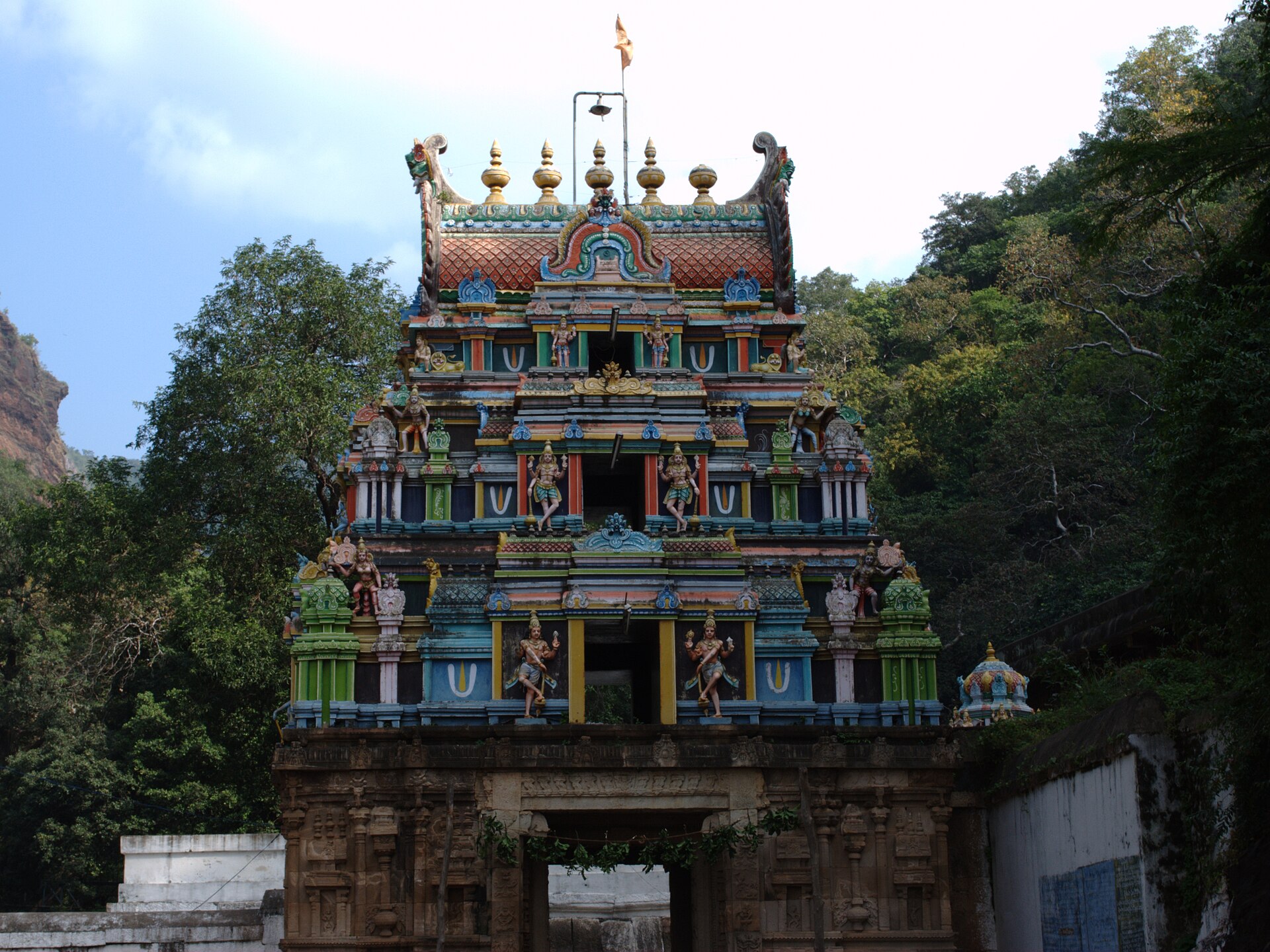 Upper Ahobilam Narasimha temple gopuram in the Nallamala hills