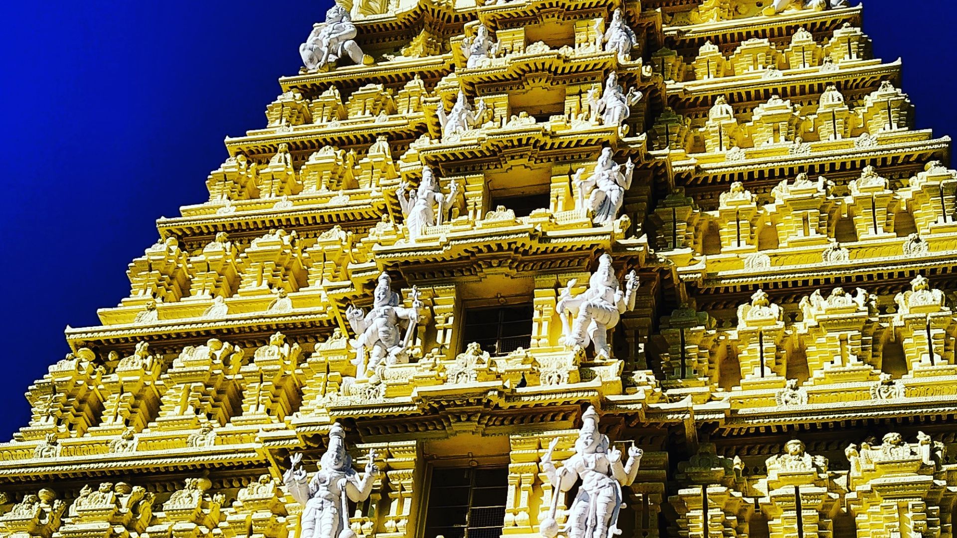 Srirangam temple gopuram at golden hour